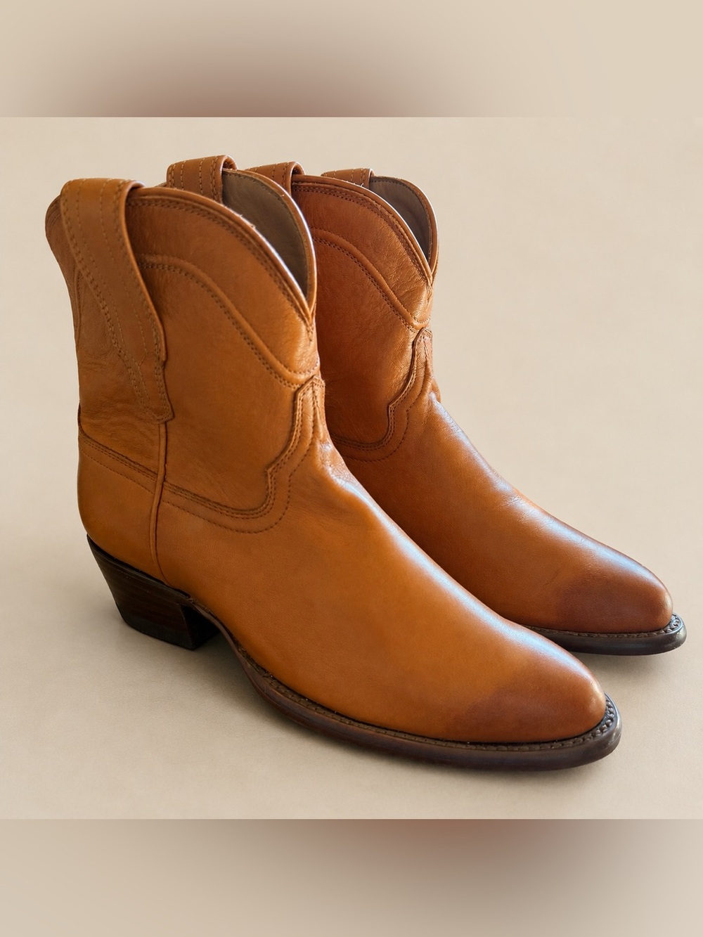 Tecovas The Annie Ankle Boots Cognac Women’s 6.5 B Made in Mexico